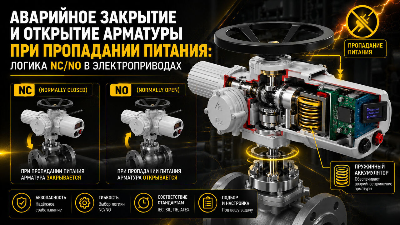 Аварийное закрытие электропривода при пропадании питания: логика NC/NO — DAUME Control