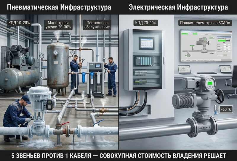Электропривод или пневмопривод для арматуры: что выбрать