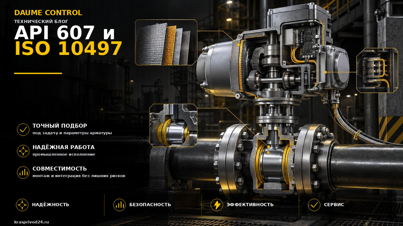 API 607 и ISO 10497: что означает fire-safe для клапана и как защитить электропривод
