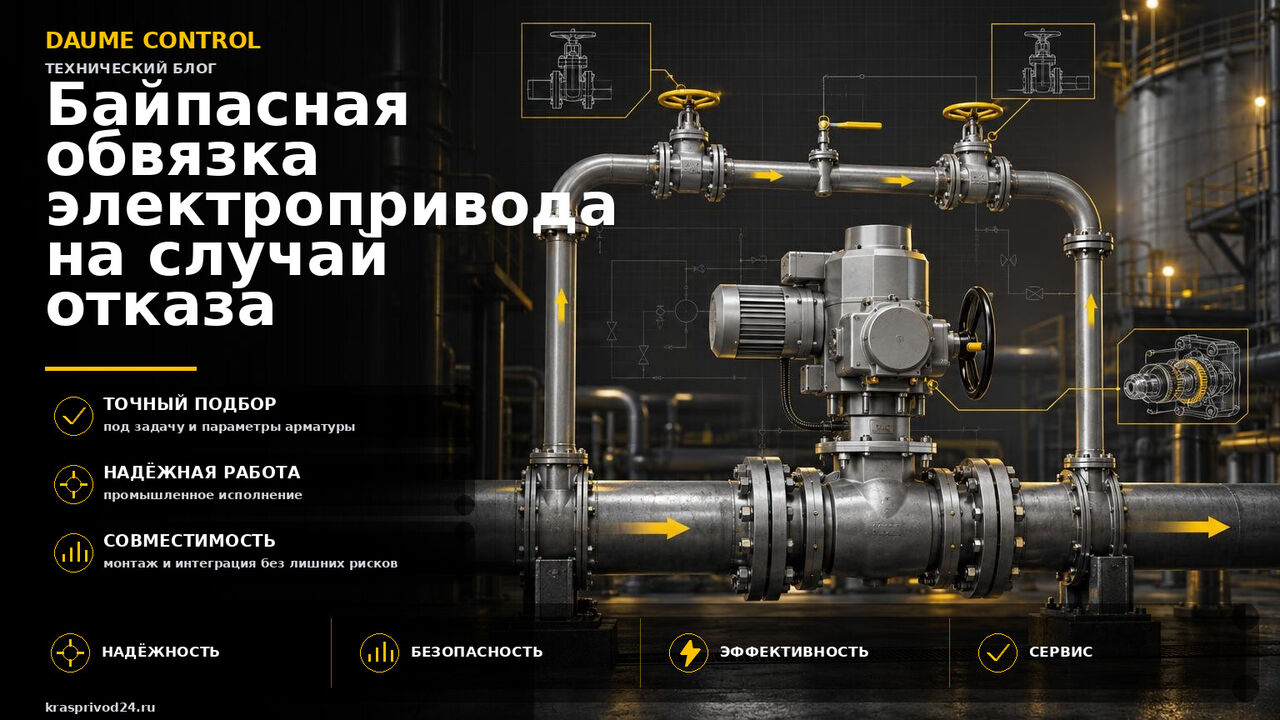 Байпасная обвязка электропривода на случай отказа: проектирование узла