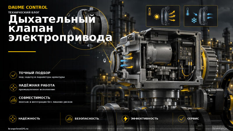 Дыхательный клапан (мембрана) корпуса электропривода: защита от конденсации