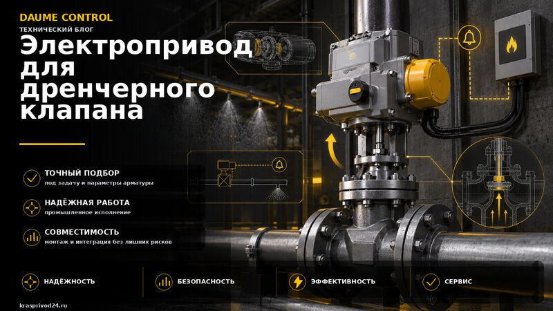 Электропривод для дренчерного клапана: требования к автоматизации узла управления пожаротушением