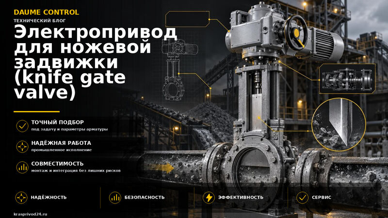 Электропривод для ножевой задвижки (knife gate valve): подбор для абразивных сред