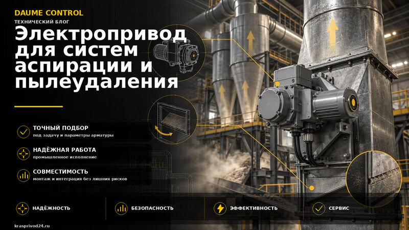 Электроприводы для промышленных систем аспирации и пылеудаления: подбор для шиберов и заслонок цехов