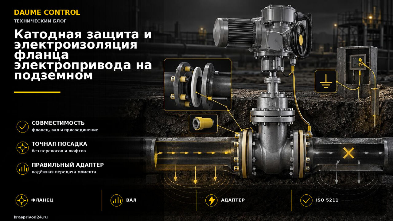 Катодная защита и электроизоляция фланца электропривода на подземном трубопроводе