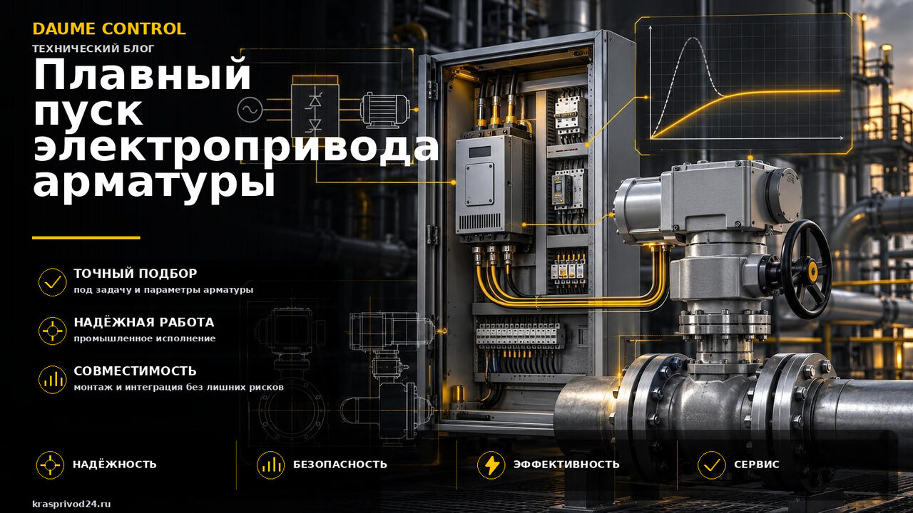 Плавный пуск электропривода арматуры: устройство soft start и ограничение пускового тока